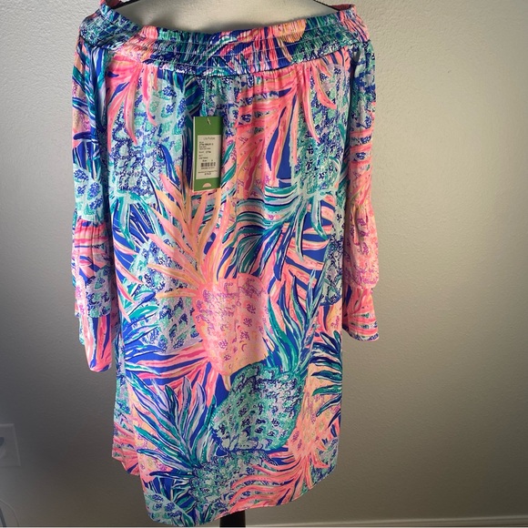 Lilly Pulitzer Tobyn Off-Shoulder Dress Tunic Gypsy Paradise Pineapple - Picture 8 of 10